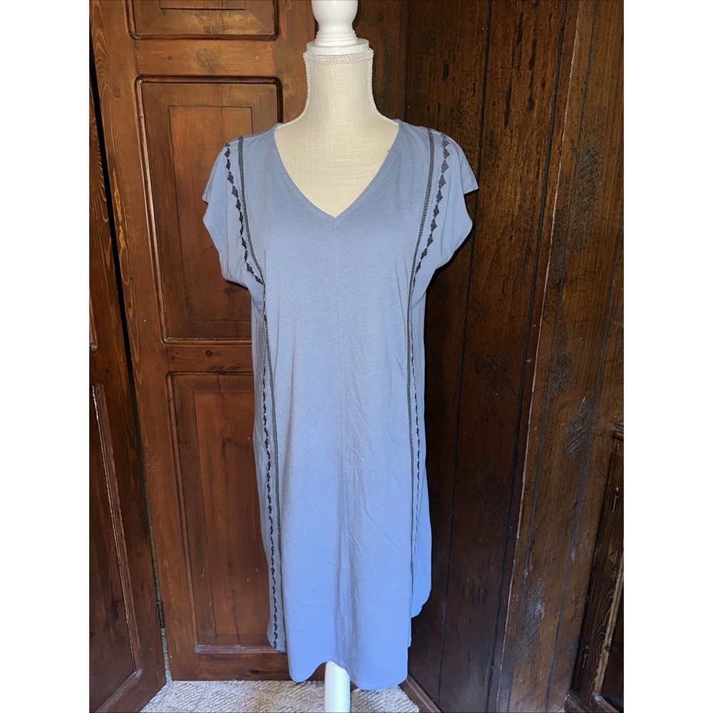 Womens Pure Jill J Jill Casual Shirt Dress Small Short Sleeve Relaxed Blue NEW